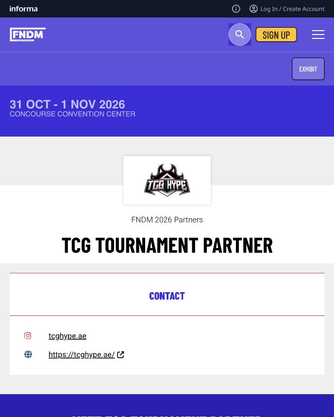 FNDM Dubai TCG tournament partner page