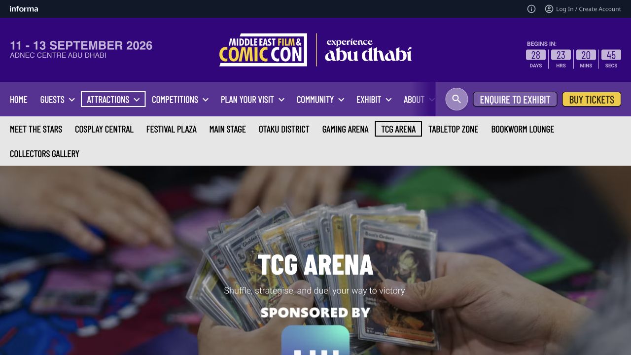 MEFCC TCG Arena event page