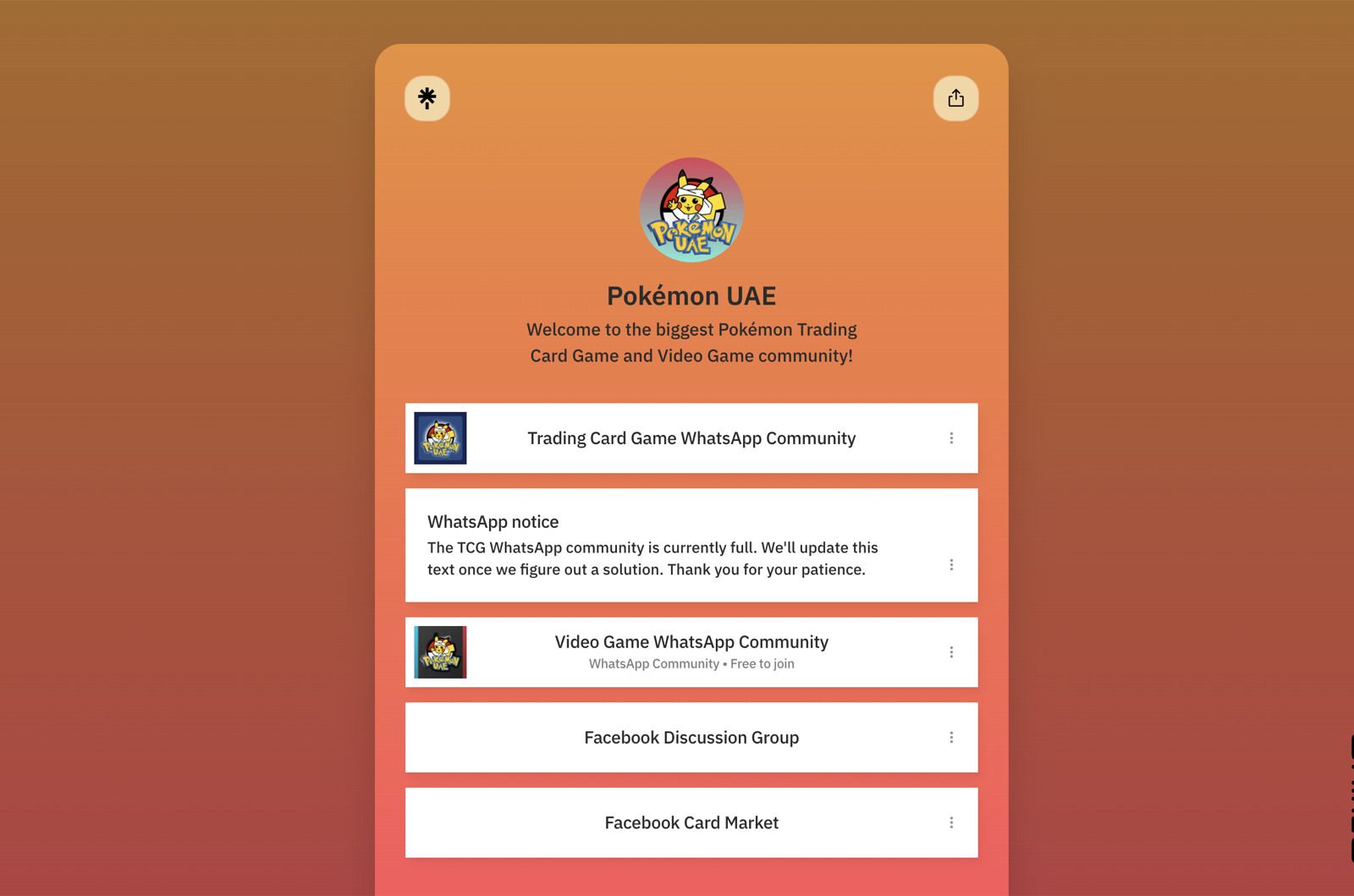 Pokémon UAE community links