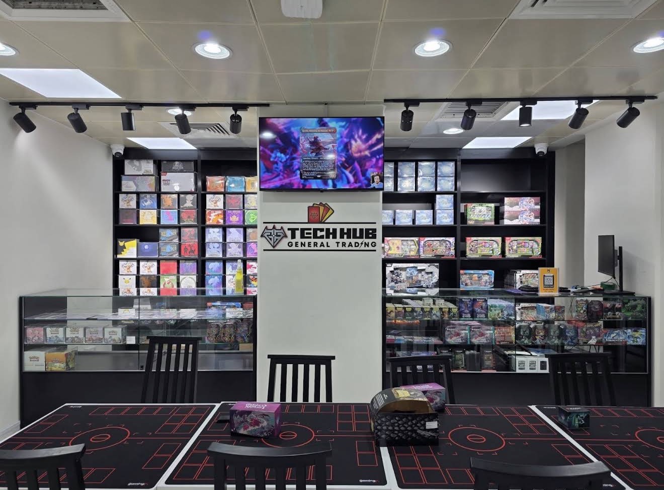 Gaming Tech Hub retail displays and organized-play tables